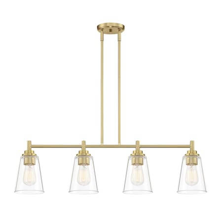 Designers Fountain Westin 60 Watt 4 Light Brushed Gold Pendant with Clear Glass Shade 95738-BG